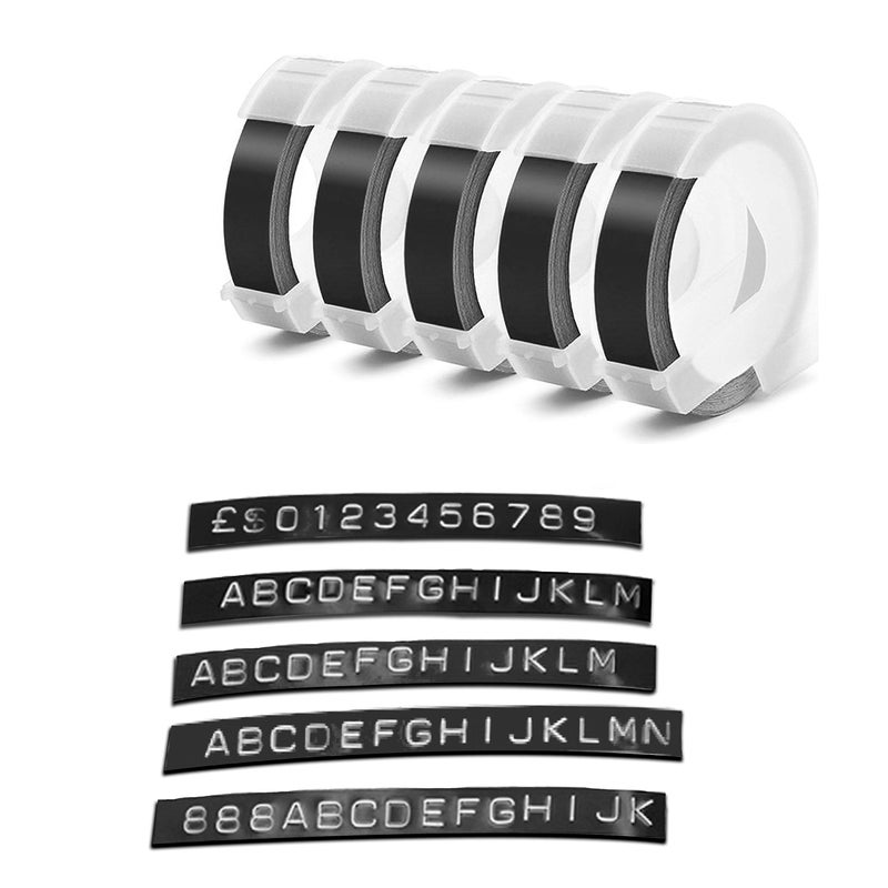 Methray Embossing Label Tape Compatible with Dymo Label Maker,3/8 Inch 3D Plastic Labels Replacement for Dymo Organizer Xpress 12965 DYM 12966 Office Mate II (White on Black) - Image 3